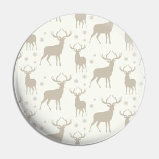 Christmas Winter Stag Buck Deer Snowflake Cream Tan Pin