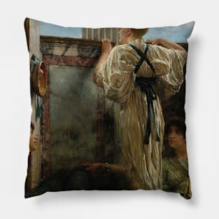 Who Is It by Lawrence Alma-Tadema Pillow