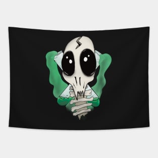 Weird Science Lab Alien Skull and Cross Test Tubes Tapestry