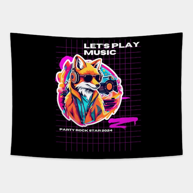 Vinyl Vibe Music Fox Fest Tapestry by ShopFusion