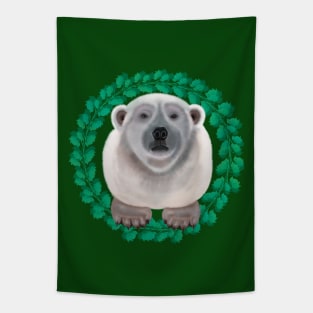 Polar Bear on Holly by Kate VanFloof Tapestry