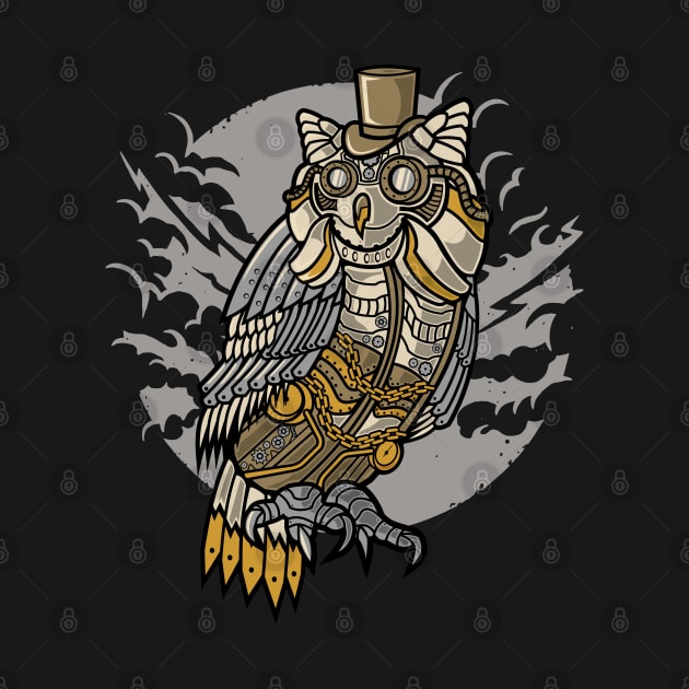 Retro Futurism Steampunk Electic World Owl 2 by EDDArt