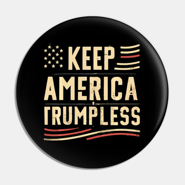 Keep America Trumpless American Flag Map Pin by lam-san-dan