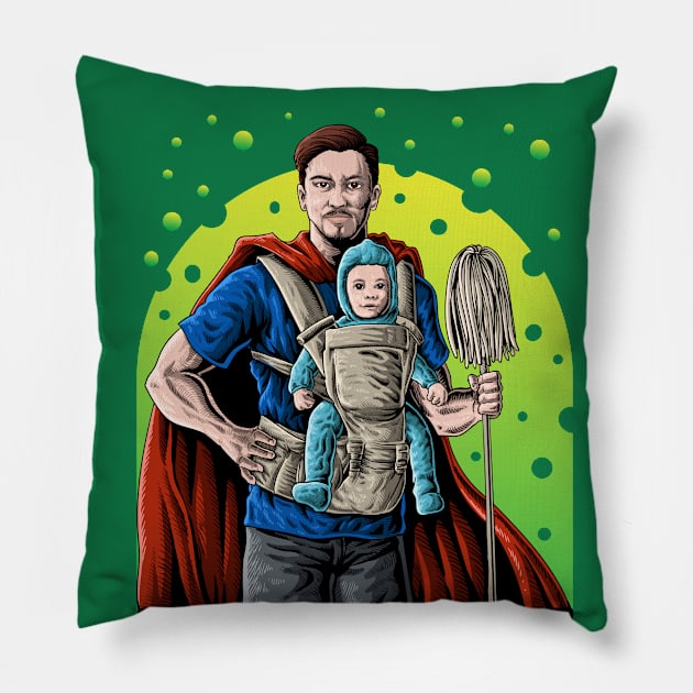 Super Dad With Baby Pillow by Mako Design 