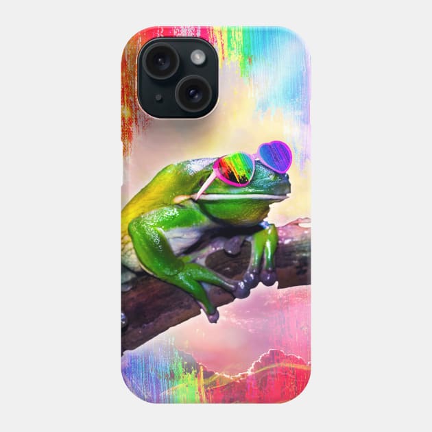 Rainbow Frog Wearing Love Heart Glasses Phone Case by Random Galaxy