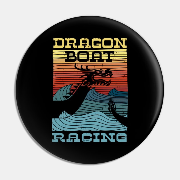 Dragon Boat Racing Retro Look Pin by MarkusShirts