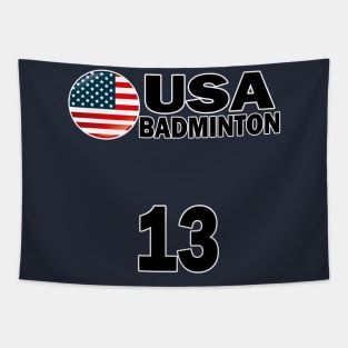 USA Badminton Number 13 T-shirt Design Tapestry