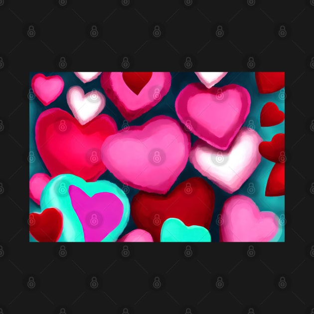 Abstract illustration of bright coloured Valentine Hearts by Russell102