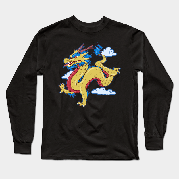 Vintage Chinese Dragon Gift Print Retro Asian Zip Print Chinese Dragon Long Sleeve T Shirt Teepublic