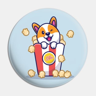 Cute Corgi Dog With Popcorn Pin