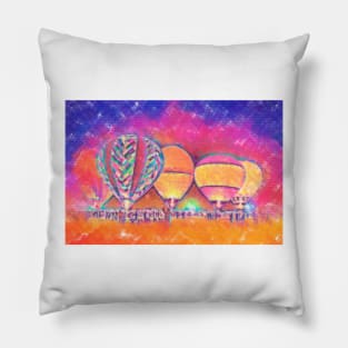 Five Glowing Hot Air Balloons In Pastel Pillow