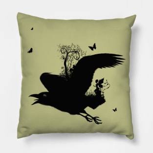 Awesome crow flying with a fairy in the night Pillow