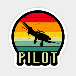 Pilot Motor Ariplane Retro Sunset Aviation Magnet