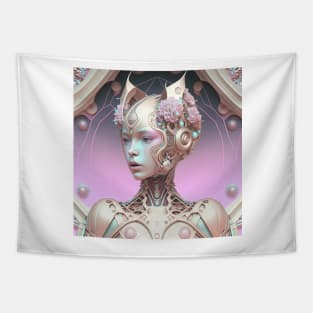 Portrait in Pastel Colors of A Fractal Robot Tapestry