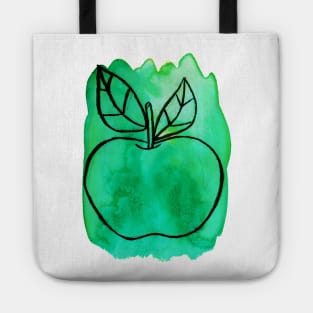 Green Watercolor Apple Tote