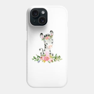 Cute Zebra with Flowers Phone Case