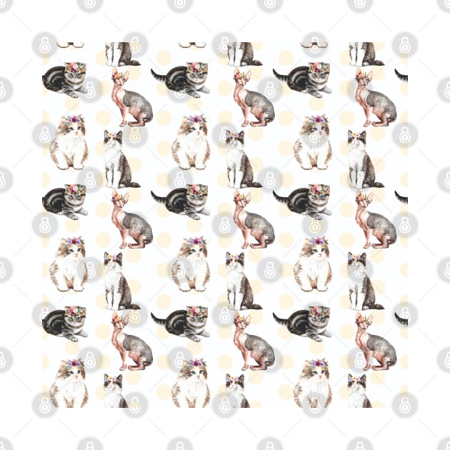 Cute Cats Polcadots Pattern by chimmychupink