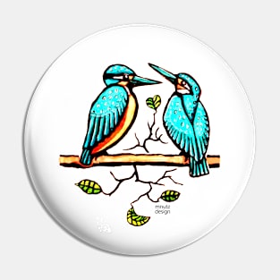 Kingfisher couple in color Pin