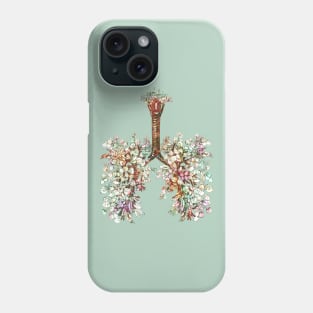 Lung Anatomy, green leaves, Cancer Awareness Phone Case