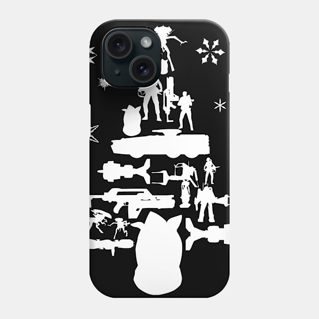 Aliens Christmas Tree Silhouette White Phone Case by duniakubaby