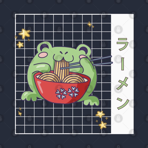 Japanese Cottagecore Ramen Eating Frog Kawaii by uncommontee