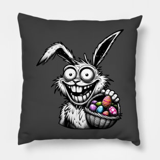 Crazy Easter Bunny Brings the Eggs Pillow