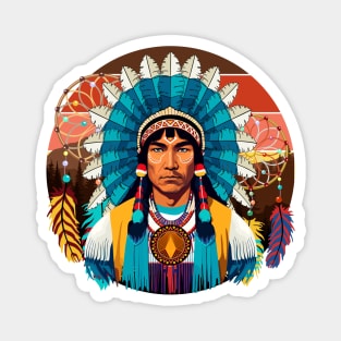 Native American Chief Powerful Portrait Magnet