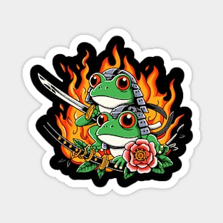 Fired Samurai Frog Magnet