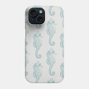 Tropical Seahorses, Seahorse Pattern - Blue Gray Phone Case