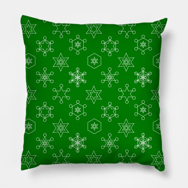 Assorted Snowflakes on Green Pillow by ArtticArlo