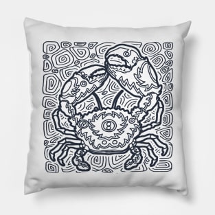 Stone Crab Ink Art Tattoo Retro Black Pillow