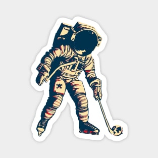 Astronaut Playing Ice Hockey Magnet