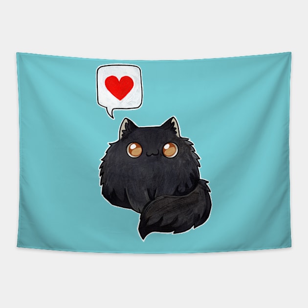 Poofy black cloud kitty Tapestry by BiancaRomanStumpff