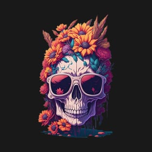 Cool and Edgy: Dead Skull Rocking Trendy Sunglasses T-Shirt