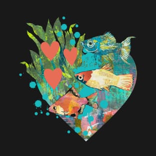 Artistic Fish Tank Sacred Heart Tropical Fish T-Shirt