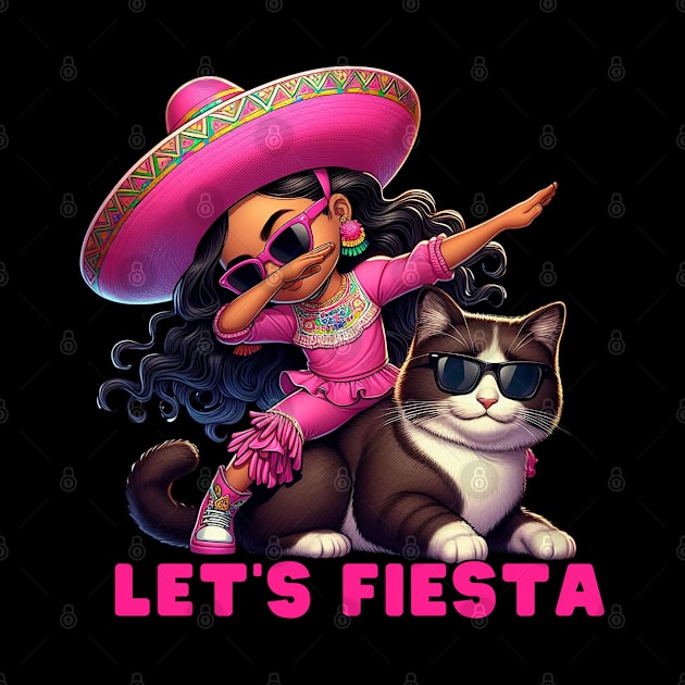 Let's Fiesta Dabbing girl Dancer on Cat's Back Happy Cinco de Mayo  wearing sunglasses by MetAliStor ⭐⭐⭐⭐⭐