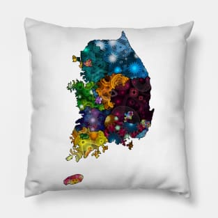 Spirograph Patterned South Korea Provinces Map Pillow