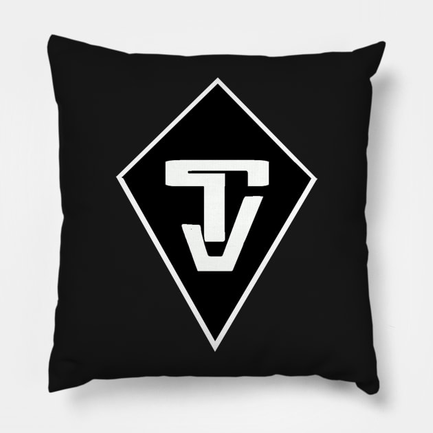 "TJ" Tyler Jones Black and White Logo Pillow by AustinFouts