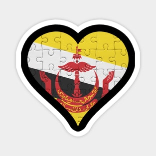 Bruneian Jigsaw Puzzle Heart Design - Gift for Bruneian With Brunei Roots Magnet