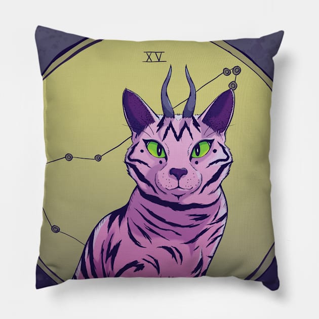 Devil Cat Tarot Pillow by digitalambie