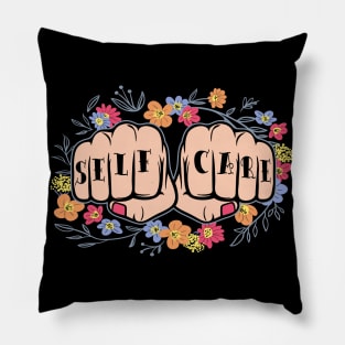 Hardcore Self Care Knuckle Tattoos Pillow