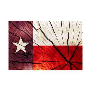 Flag of Texas - Tree Trunk Wood T-Shirt