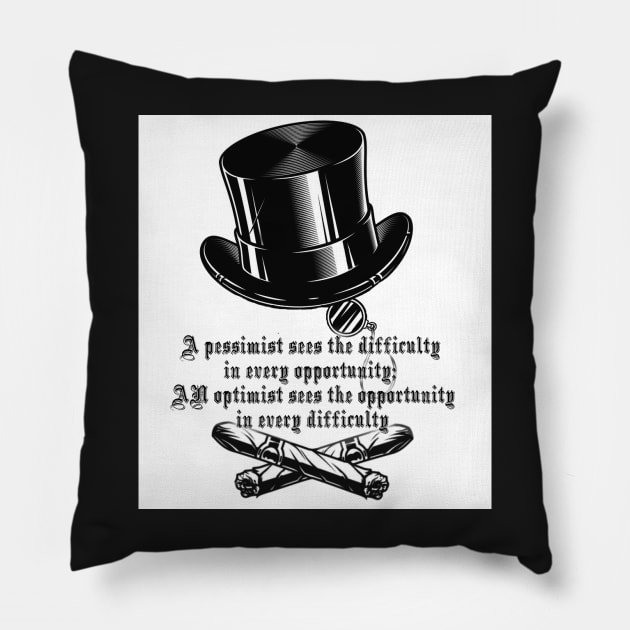 churchill sayings optimist and pessimist Pillow by yinon-h