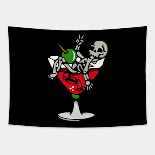 Skeleton in martini glass Tapestry