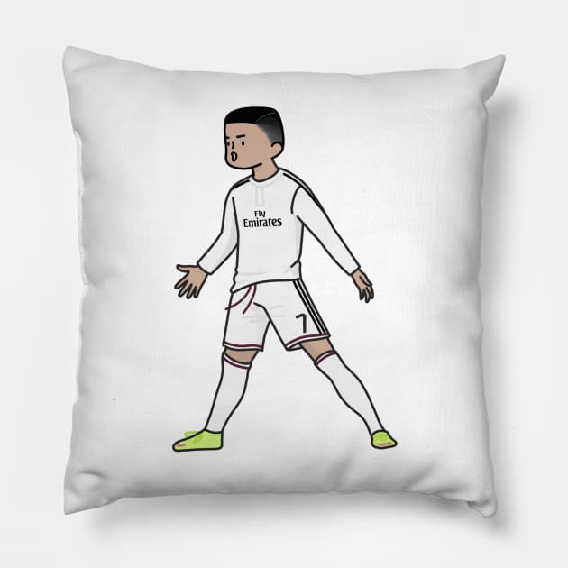 Christiano Ronaldo celebrating cartoon Pillow by ballooonfish