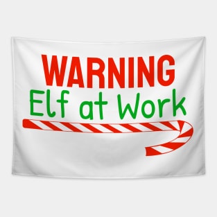 Warning Elf at Work Tapestry