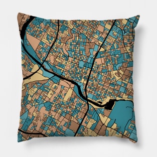 Austin Map Pattern in Mid Century Pastel Pillow