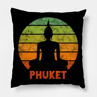 Phuket Buddha Silhouette On A Rainbow Of Colors Pillow