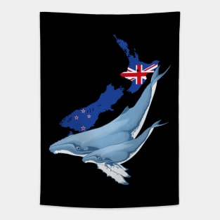 Humpback Whales New Zealand Flag Tapestry