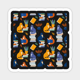 Books and Cats Magnet